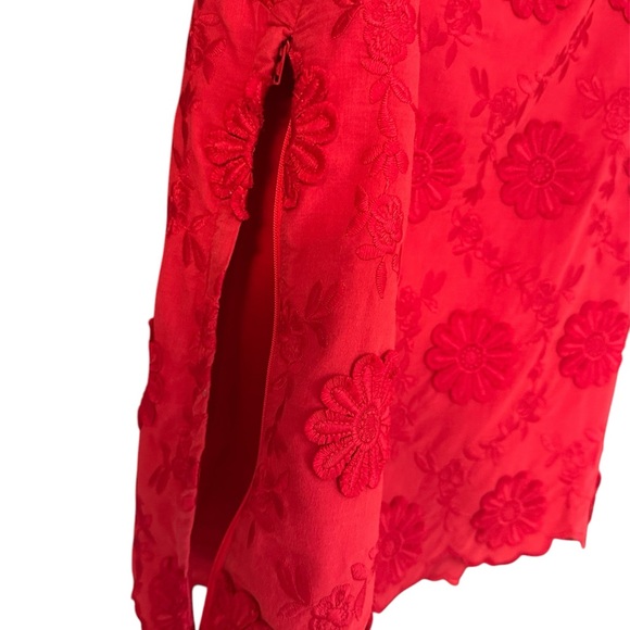 Talbots Red Embroidered Floral Appliqué Shell Sleeveless Blouse Top Size Large - Picture 5 of 9